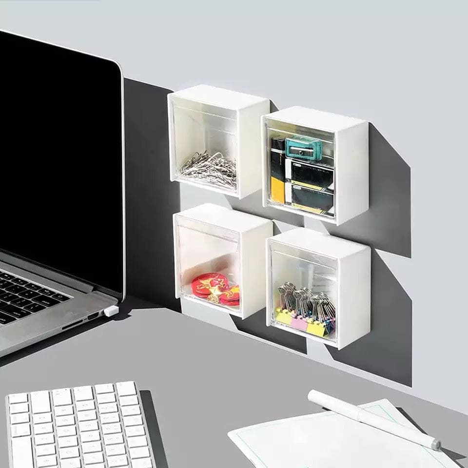 Self-Adhesive Wall Flip-Top Organizer, Transparent Window Clamshell Storage Box, Storage Canister Box Self-Adhesive Wall Flip-Top Organizer, Transparent Window Clamshell Storage Box, Storage Canister Box